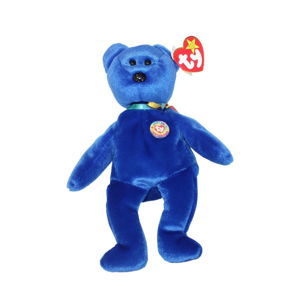 Ty Beanie Baby‎ Blue Clubby Bear with Acrylic Display Case – 1999–2001